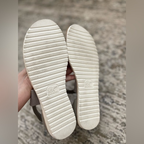 Sorel Ella II Sandals Womens Size 8.5 Eva Footbed Leather Ash Brown - Picture 4 of 6